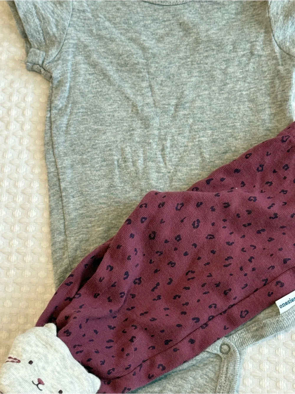 Kids Two-Piece Set in Gray and Burgundy